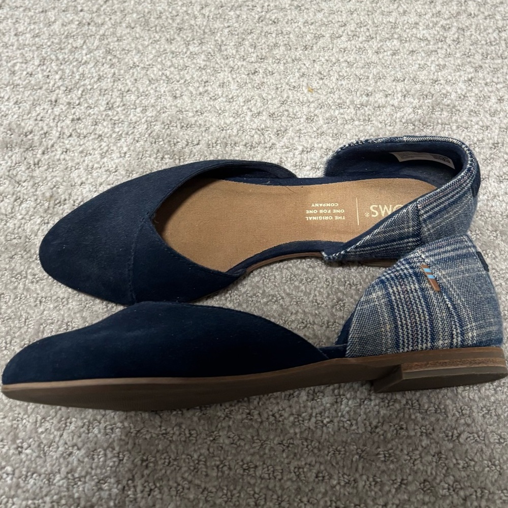 TOMS Blue and Plaid Casual Flats